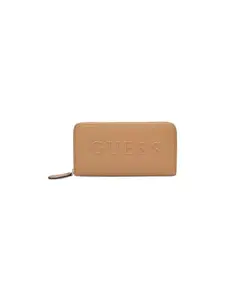 GUESS Camel Solid Haddington Medium Zip Around Wallet