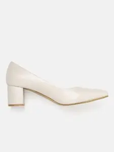 ELLE Women's Off White Block Heel Pumps