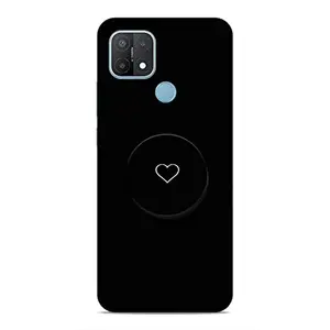 Screaming Ranngers Designer Printed Hard Matt Finish Mobile Case Back Cover with Mobile Holder for Oppo A15 / A15S (Heart/Black/Girl Design)