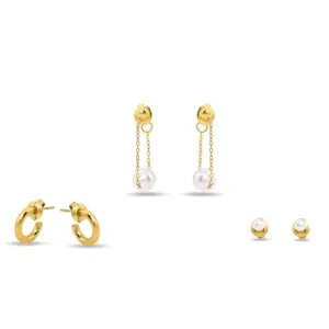 PALMONAS Gold Stud and Hoop Earring Set for Womens - Gift for Girls & Women | Waterproof & Anti-Tarnish Earrings