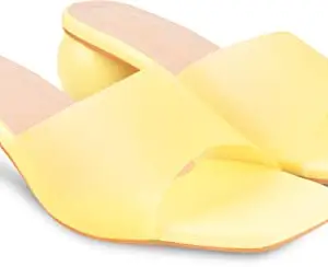 JM LOOKS Trendy Block Heel Sandals With Solid Comfortable Sole For Womens & Girls IRF-109-Yellow-40-X
