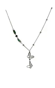 Swayaa/Single Layer Silver Pendant/hypoallergenic/water proof/sweat proof/Necklace/Stainless Steel/Anti-Tarnish/Artificial Jewellery/Rhinestone/Sleek look/Butterfly/Charm