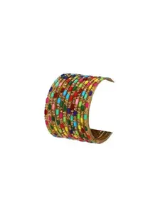 Somil Fashionable Glass Bangles/Kada Set- Perfect For Wedding, Party, Celebrations & Functions, Pack Of 12, Multicolor