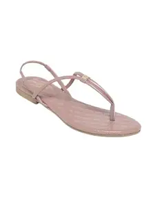 MONROW Flats for Women & Girls, Jemima Flats | Stylish & Fancy Flats sandals | Extra Cushioning & Comfortable, Light Weight, Fashion, Fashionable Flats Sandal for Girls (Pink/6-UK)