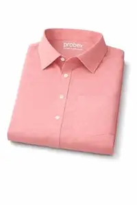 PROBEX INTERNATIONAL Men's Cotton Blend Solid Shirt with Spread Collared Full Sleeve Curved Hemline Button Closure Slim Fit and One Pocket | Shirt for Man Full Sleeve