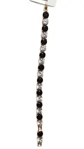 Crystal Tennis Bracelet, Black and Clear Stones, Rose Gold Plated, Women's Fashion Jewellery,cz stone tennis bracelet black stone