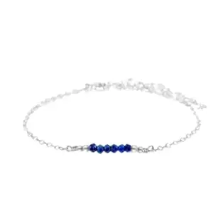 Gems_Hub Silver Plated Bracelet with Blue Faceted Lapis Lazuli Beads – Round 3mm – For Men & Women|FIZA_LINK_04368