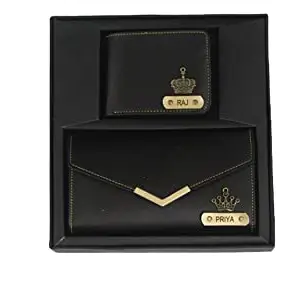 CUSTOMISE STUDIO Men & Women Vegan Leather Wallet & Clutch Combo - Black