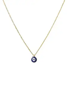 The Bling Box Tiny Blue Turkish Evil Eye Pendant Chain Necklace for Women.