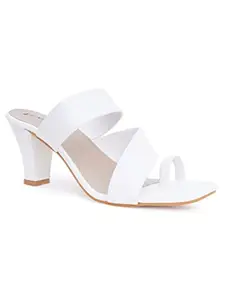 Denill Women Toe Ring Heels (White) UK- 5