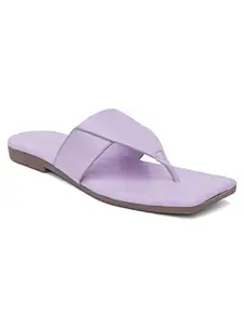 Shuz Touch Women Lilac V-Shape Square Toe Flats - Purple