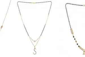 Gold Plated Traditional Black Bead Single Line American Diamond Pendant Jewellary set for Women(Combo) Pack of 3 MSCN-40-1-3-