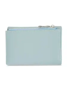 Globus Women Polyethylene Blue Textured Tri-Fold Wallet with Zip Coin Pocket