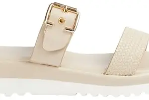 Max Women Double Strap Flatforms, Beige, 40
