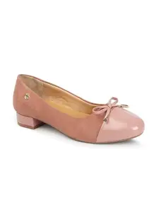 Carlton London Women Peach Stylish Slip On Shimmer Fashion Pump Shoes for Casual use, Outdoor, Party and Holidays with Block Heels (38)