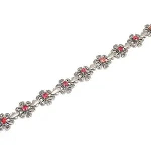 Rajasthan Gems Bracelet 925 Sterling Silver Zircon & Marcasite Stone Women Handmade Gift D850