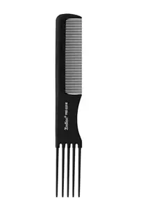 Zodiacs Pro 110M Hair Comb with Dual Styling Features, Fine-Tooth Side and Pick End, Black