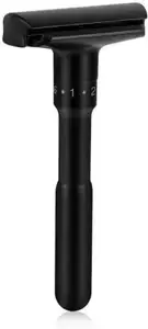 KENEM-X Kenem-X Adjustable Double Edge Safety Shaving Razor (Black)