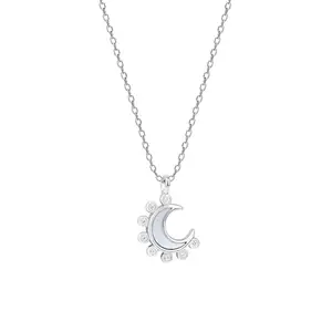 TOUCH925 Spike Half Moon Necklace | Silver Jewellery for Women | Gift for Women & Girls | with Certificate of Authenticity and 925 Hallmark