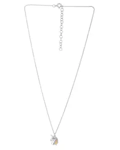 Carlton London Rhodium Plated Rainbow Enamel Unicorn Head Pendant and Chain