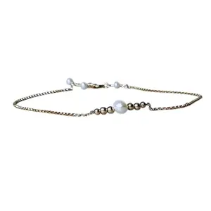 LKBEADS Silver Plated Bracelet with White Smooth Cultured Pearl Beads – Round 6mm – 7 inch Adjustable – For Men & Women|LK_STACK_02334