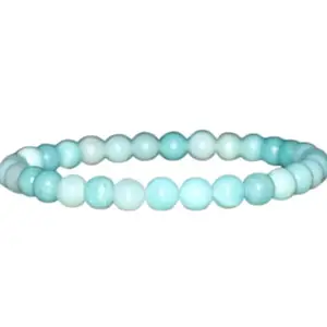 RRJEWELZ Natural Amazonite 6mm Round Shape Smooth Cut Beads 8 Inch Stretchable Bracelet For Men & Women. Unisex Bracelet For Healing, Meditation, Prosperity, Gift & Luck|STBR_RR_09562_8.0