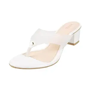Metro Women White Block Heel Sandal UK/6 EU/39 (40-71)