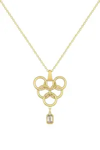 Stoodeo Vogue Trendy Gold-Plated Circular Pendant Necklace with Dangling Crystal for Women & Girls – Elegant Lightweight Stylish Fashion Jewellery for Daily, Party & Gifting