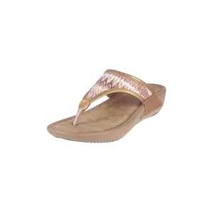 Metro Women Antique Gold Synthetic Leather Casual Comfort Slip-on Sandal UK/5 EU/38 (32-823)