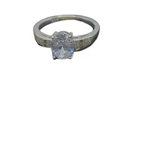 DAKSH 925 Sterling Silver Diamond Ring | Solitaire Crystal Oval Shape Finger Ring for Women & Girls | Elegant Jewelry Gift for Special Occasions | Size 14