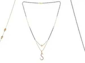 Gold Plated Traditional Black Bead Single Line American Diamond Pendant Mangalsutra for Women(Combo) Pack of 3 MS-40-1-25