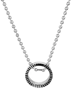 RiseAbove Unisex Stylish Silver Metal Round Shape Circle Ring Pendant Locket Necklace Silver Stainless