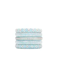 Taasha Craft Disha Elegant light blue beads and sequence work handmade bangles, perfect for making a statement for Women & girls Size 2.6(5 Bangles)