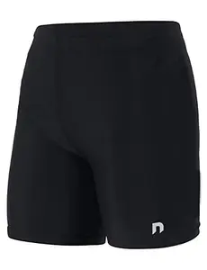 Never Lose Unisex Compression Black Color Sports Shorts Half Tights (M)