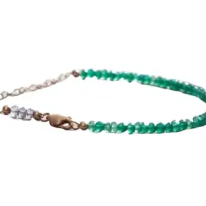RRJEWELZ Natural Green Quartz & Iolite 3mm Rondelle Shape Faceted Cut Gemstone Beads 7 Inch Rose Gold Plated Clasp Bracelet For Men, Women. Natural Gemstone Link Bracelet. | Lcbr_03418