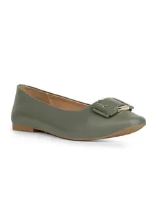 Bata Casual Ballerina for Women Stylish, Comfortable Flats for Everyday Wear Green