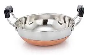 Pure Stainless Steel Copper Bottom Kadai (Size-6)