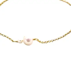SOUMI JEWEL Mother And Child Pearl Bracelet Chain 18K Yellow Gold Plated Girls And Women