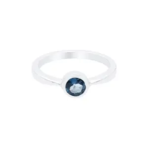 Hiflyer Jewels Natural London Blue Topaz Bezel Setting Ring In 925 Sterling Silver, 925 Stamp Jewelry, Dainty Gift For Women and Girls (20)