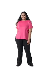 Spirit Animal Plus Size L - 5XL Neon Pink Tee for Women | Comfortable Stretch | Crewneck | Breathable, Moisture Absorbing Fabric | Relaxed Fit Designed | EveryWear Tee | Half Sleeve |