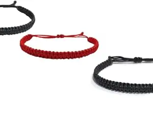 Aksvita Adjustable Wristband Avoid Negative Energy Bracelet for Women & Men Thread Bracelet (Not for Anklet and Not for Baby)(RED,BLK,RED)(PACK OF 3)
