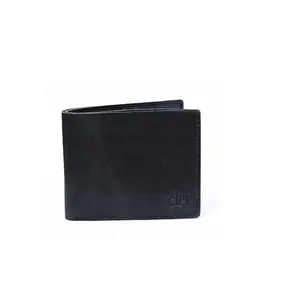 Black Leather Wallet with 6 Card Slots, 1 Currency Compartment