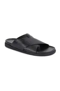 Louis Philippe Men Black Textured Sandals