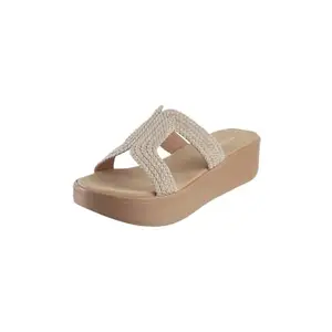 Metro Women Beige Wedge Heel Fashion Slip-on Sandal UK/5 EU/38 (34-258)