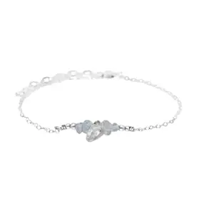 LKBEADS Silver Plated Bracelet with White Smooth Crystal Quartz Beads – Nugget 3-5mm – 7 inch Adjustable – For Men & Women|LK_STACK_02301