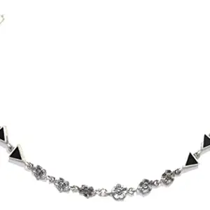 Rajasthan Gems Silver Flower Necklace Black Onyx Sterling Marcasite 925 Pendant Gemstone A564