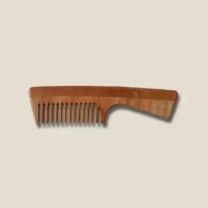 Wide tooth women wooden comb with handle (pack of 1)