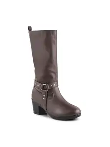 Shuz Touch Brown High-Top Block Heeled Boots