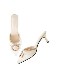 TRYME Trending Stylish Bellies Soft & Comfortable Back Open Slip On Stiletto Mules Shoes for Women and Girls