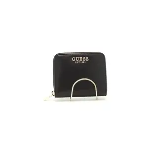 GUESS Women's Pu Solid Laurel Small Zip Around Wallet,Black